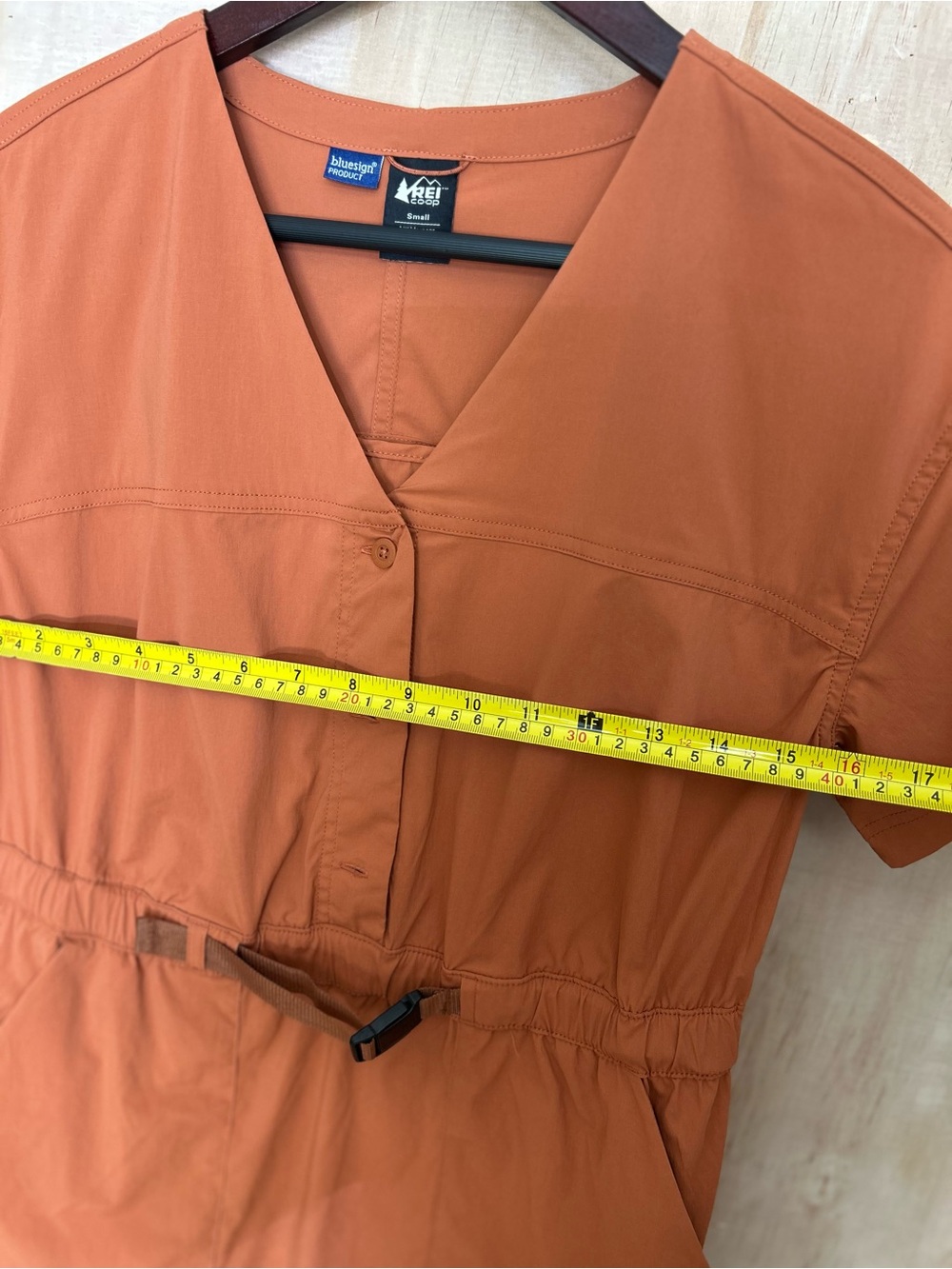 REI Rust Orange Short-Sleeve Belted Mini Dress - Picture 8 of 8
